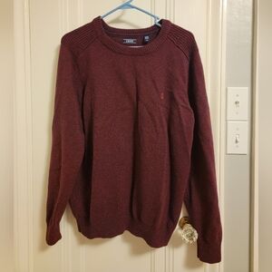 Izod Men's Burgundy Crewneck Sweater - Deep Wine Heather